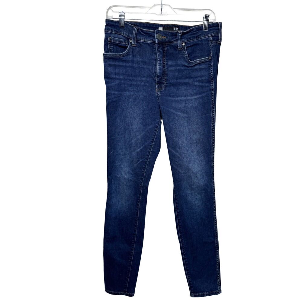 Kut from the Kloth Jeans Womens 10 Blue Dark Skinny Fading Whiskering Casual
